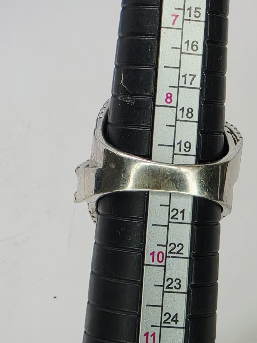 Diamonique Baguette & Round Wide Crossover Band Ring Sterling Silver Size 9 Box - Picture 5 of 11